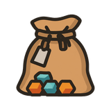 A dice bag with dice spilling out