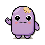 A small, friendly monster waving